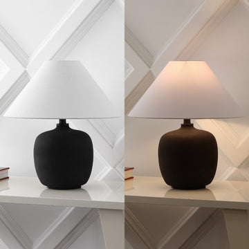 Delphi 18.25" Minimalist Scandinavian Resin/Iron LED Table Lamp - JONATHAN Y